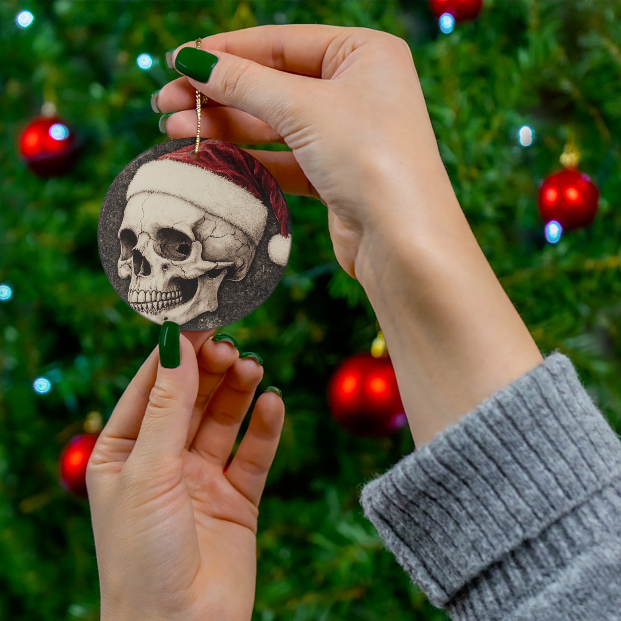 Ornament, Skeleton/santa hat