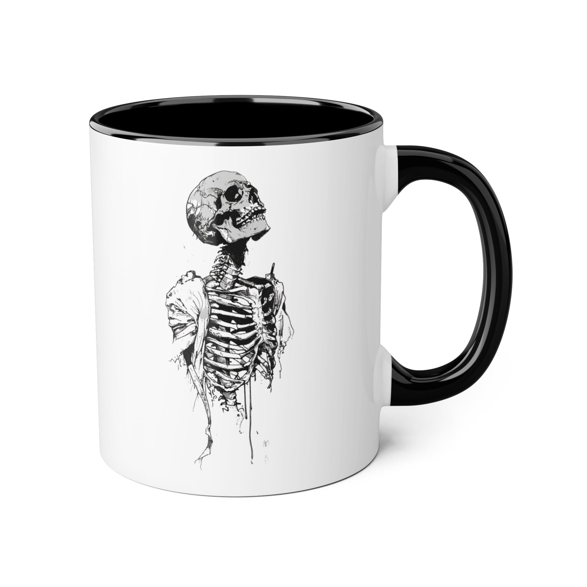 Mug, Skeleton — Vintage Botanical Pink Rose 11oz