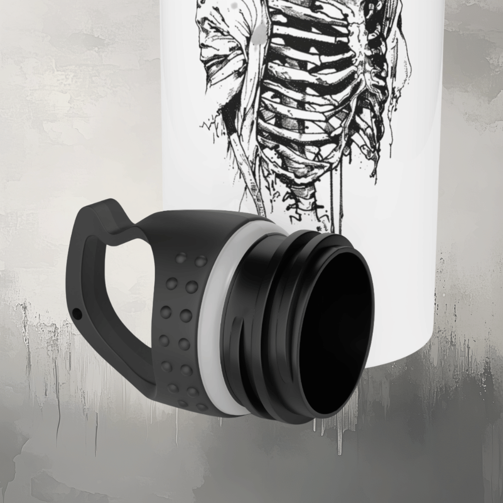 Skeleton Illustration Stainless Steel Water Bottle — Gothic Skull Art Hydration Bottle