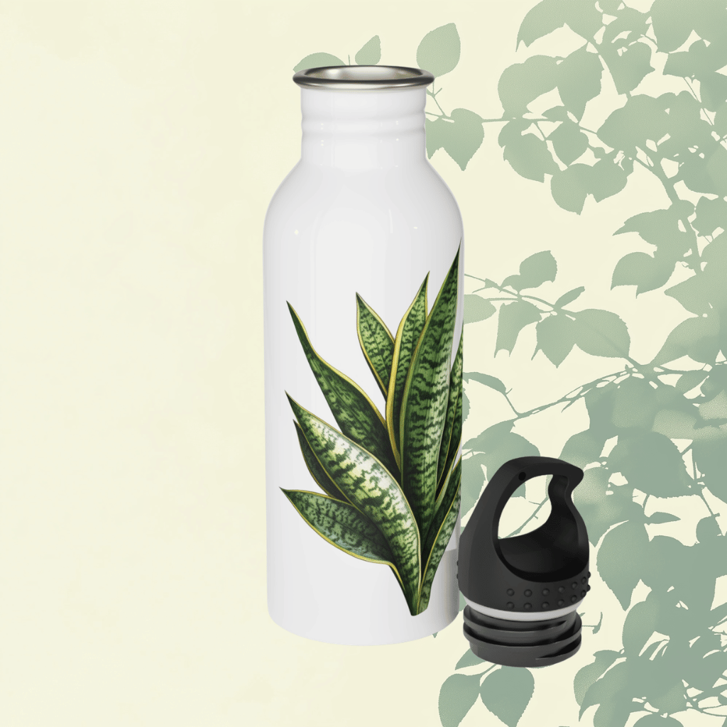 Botanical Stainless Steel Water Bottle – Green Snake Plant Design