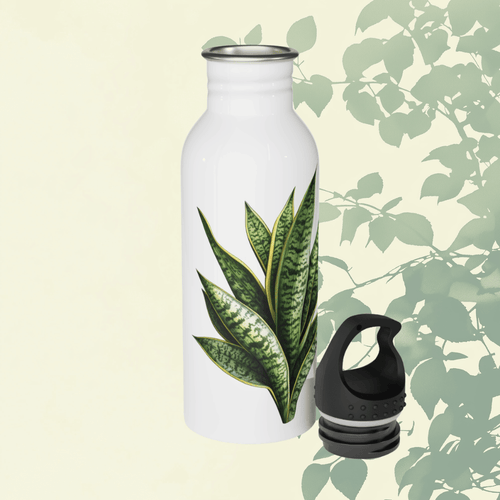 Botanical Stainless Steel Water Bottle – Green Snake Plant Design