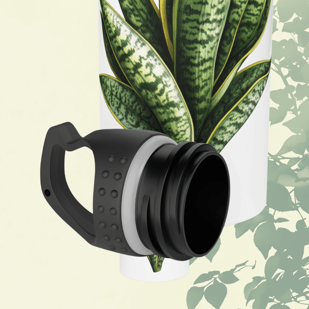 Botanical Stainless Steel Water Bottle – Green Snake Plant Design