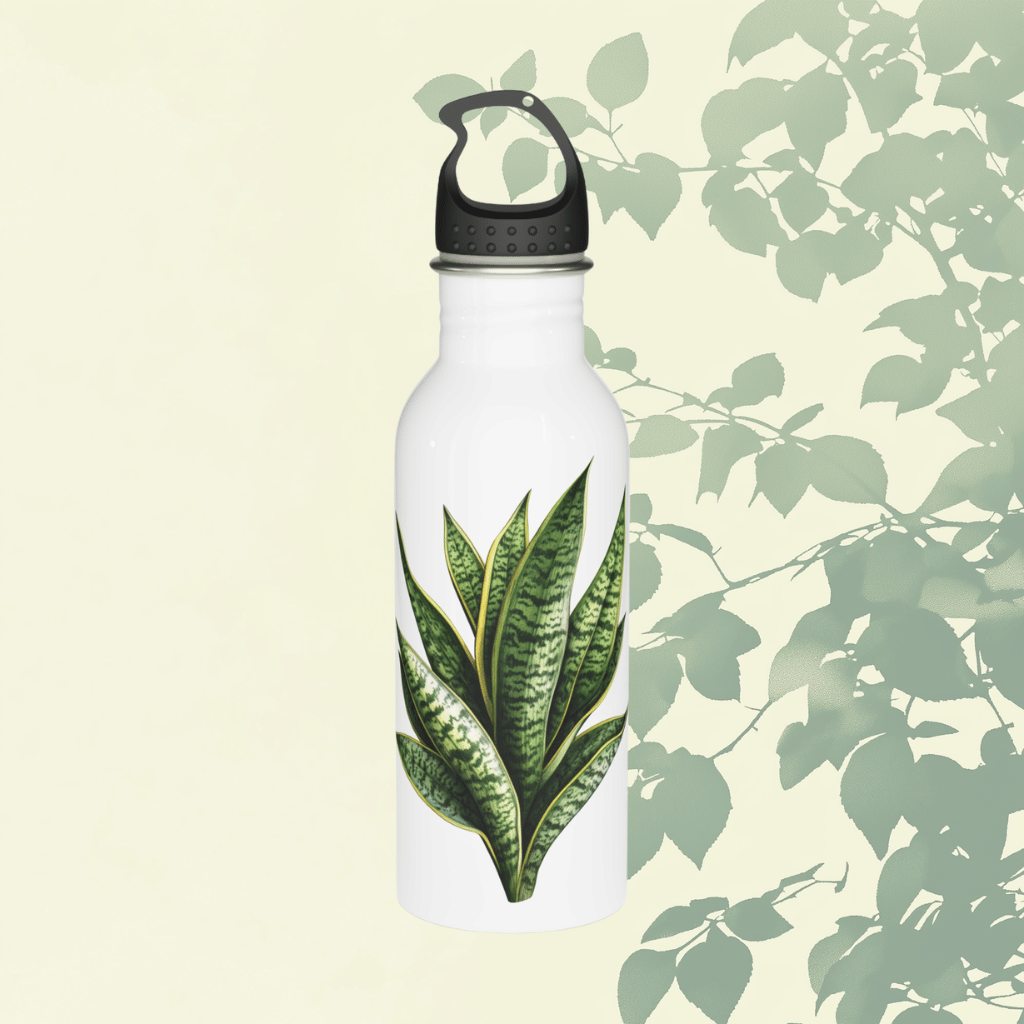 Botanical Stainless Steel Water Bottle – Green Snake Plant Design