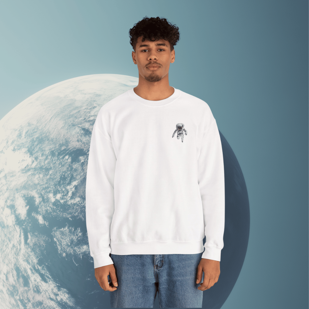 Astronaut Graphic Crewneck Sweatshirt — Space Explorer Pullover