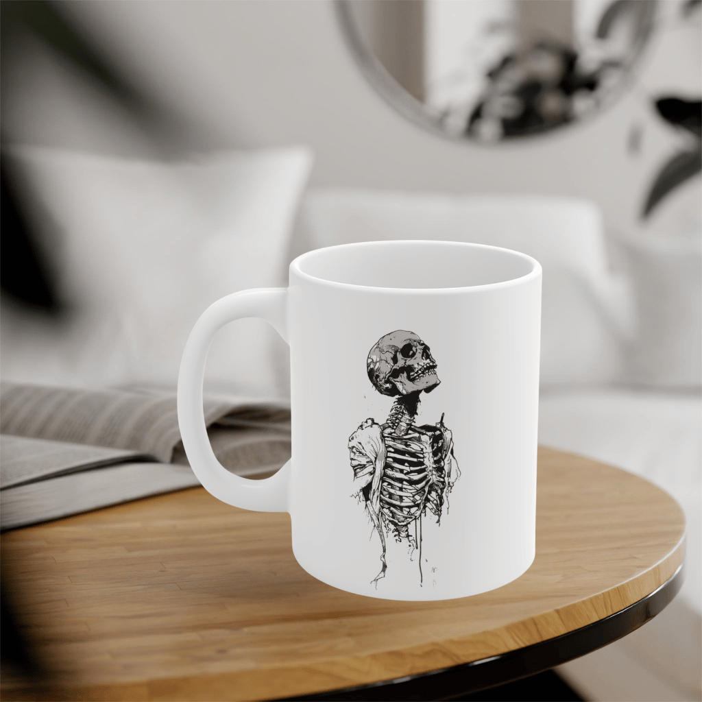 Decaying Skeleton Mug, white (11/15/20oz)