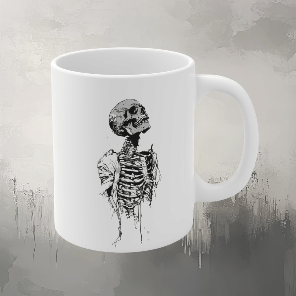 Decaying Skeleton Mug, white (11/15/20oz)