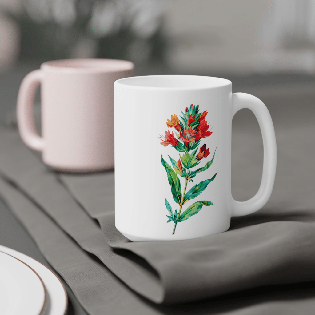Indian Paintbrush Mug, White (11/15/20oz)