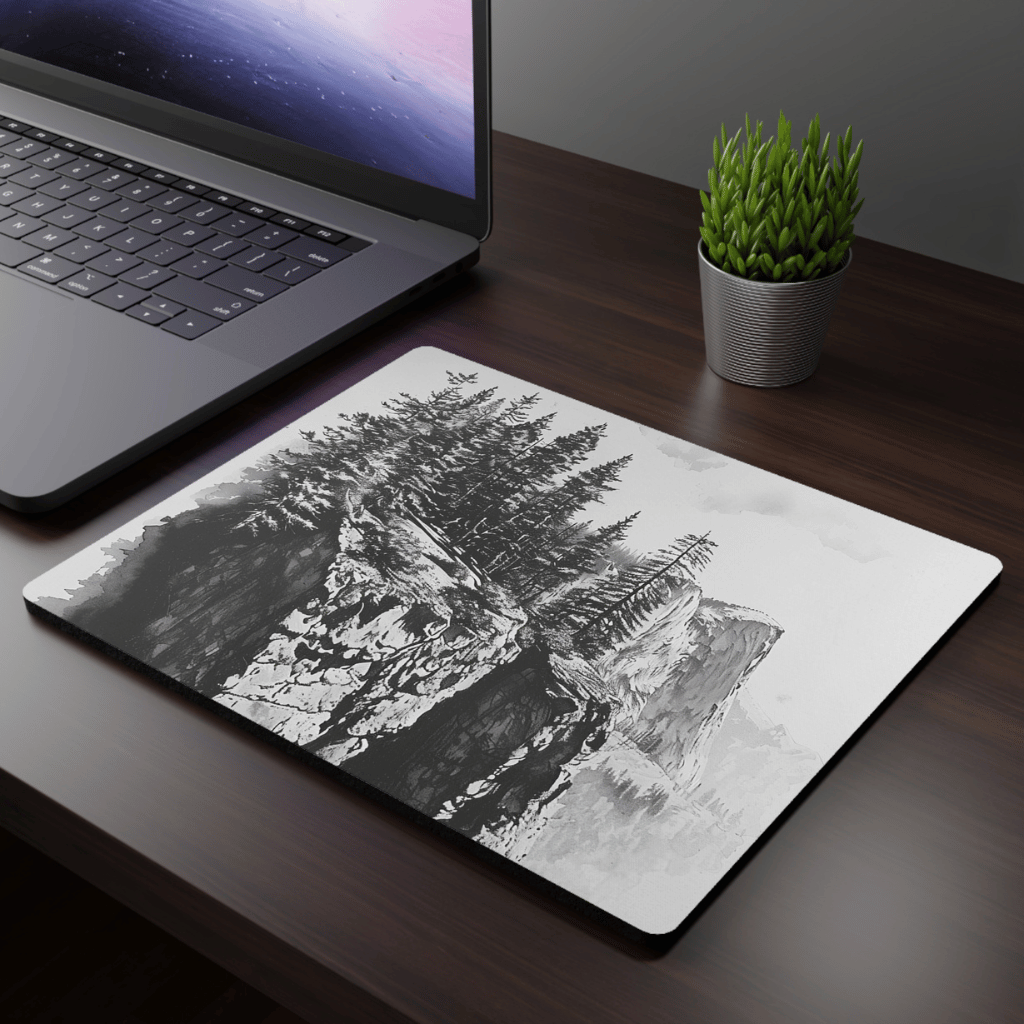 Monochrome Cliff Face Mousepad