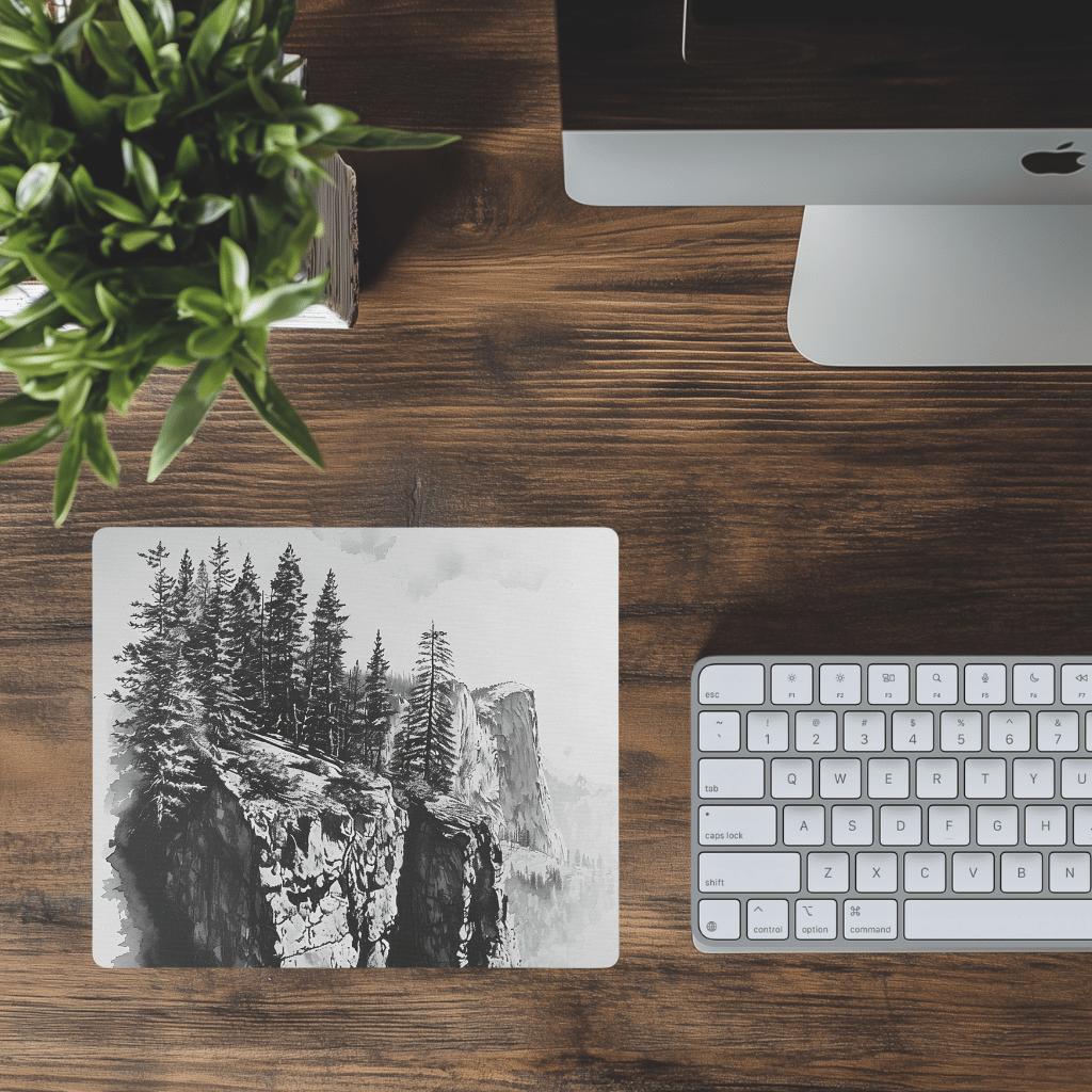 Monochrome Cliff Face Mousepad