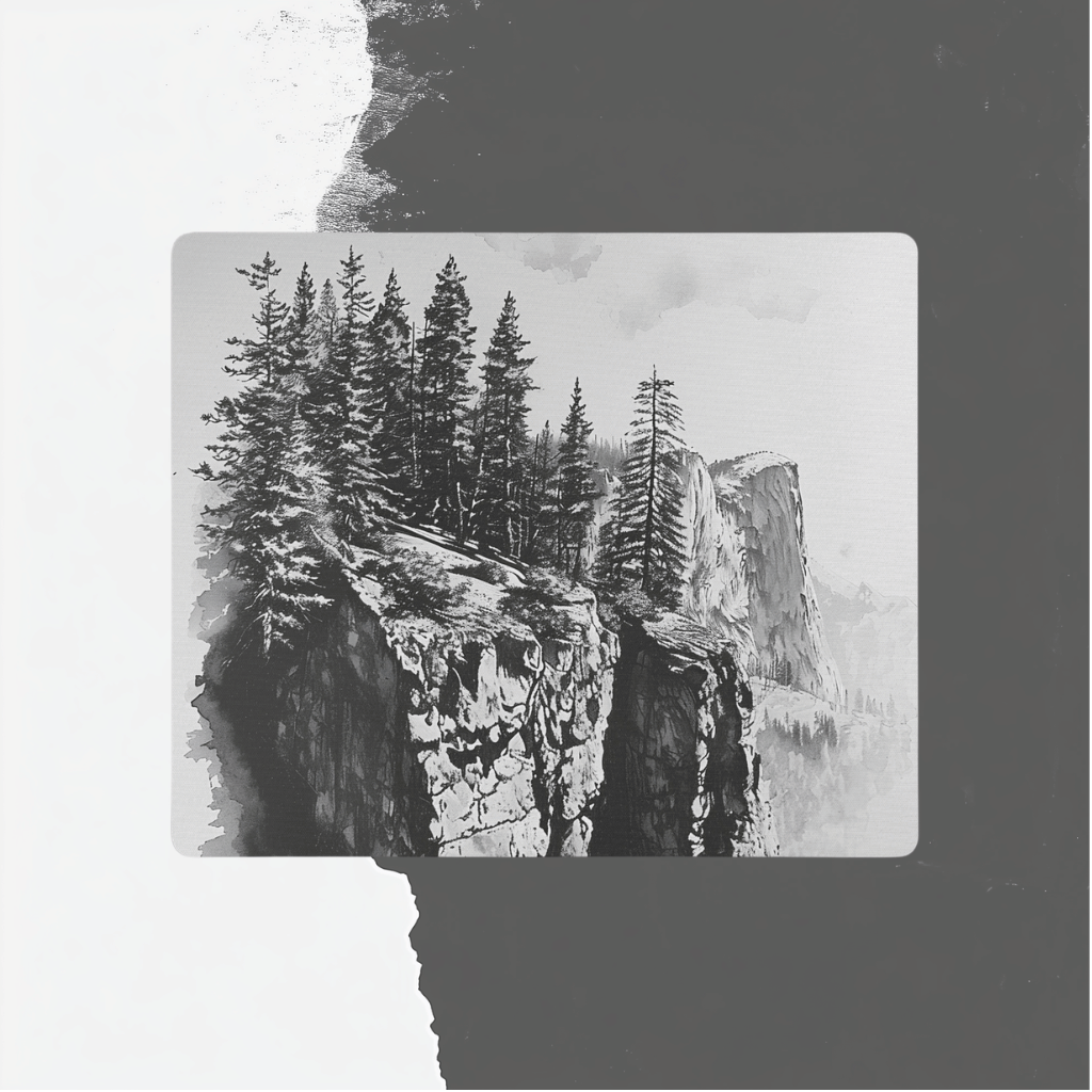 Monochrome Cliff Face Mousepad