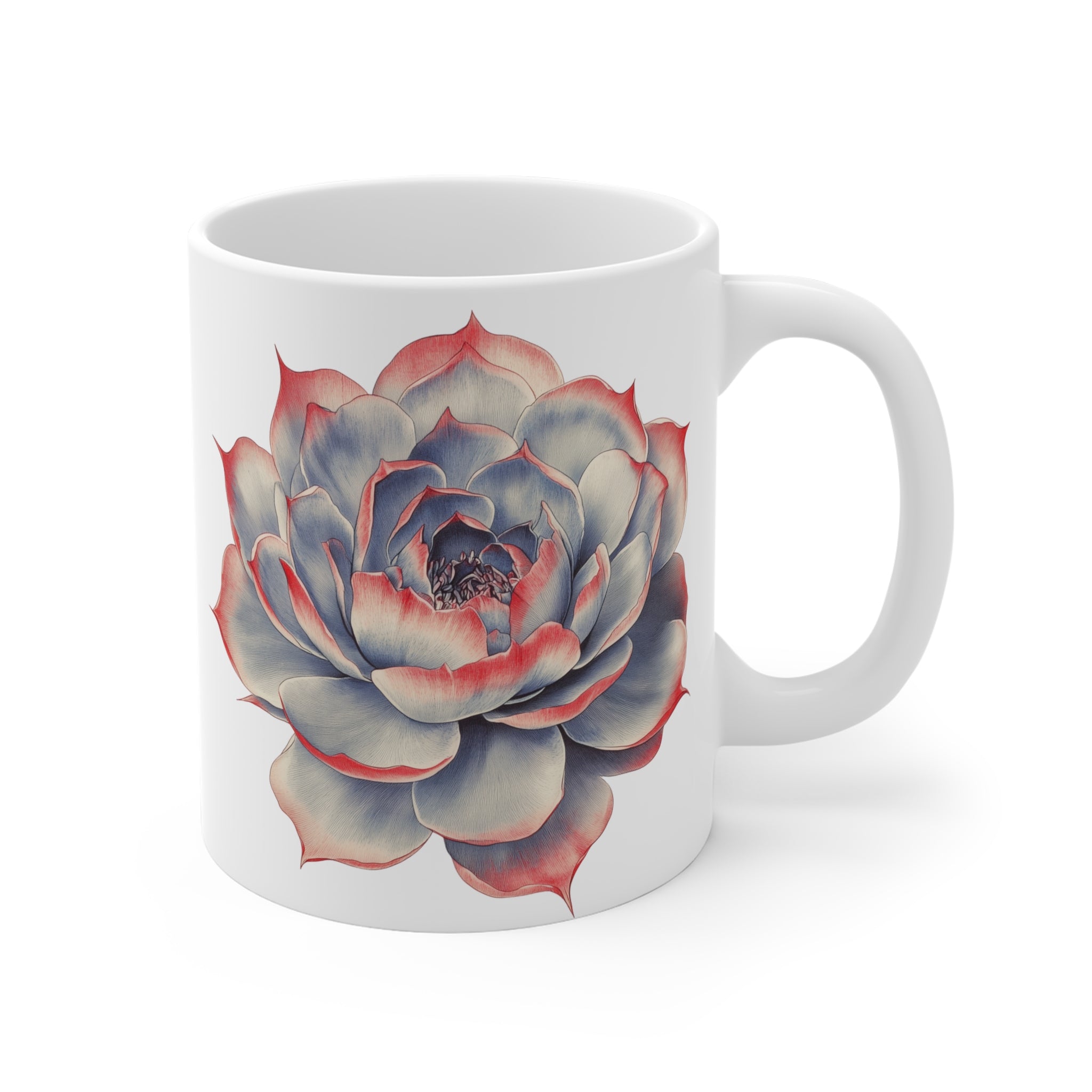 Succulent Ceramic Mug — Tropical Botanical Coffee Cup (11/15/20oz)