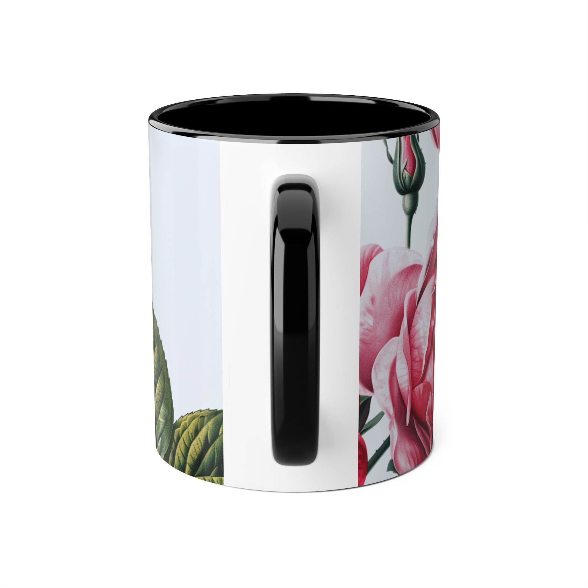 Rose Accent Mug — Vintage Botanical Pink Rose 11oz