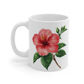 Hibiscus Floral Ceramic Mug — Tropical Botanical Coffee Cup (11/15/20oz)