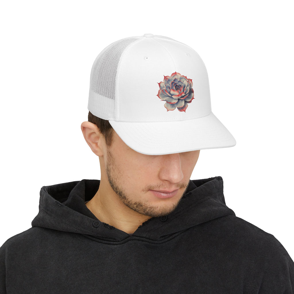 Succulent Trucker Cap - Floral Snapback Hat for Gardeners & Nature Lovers