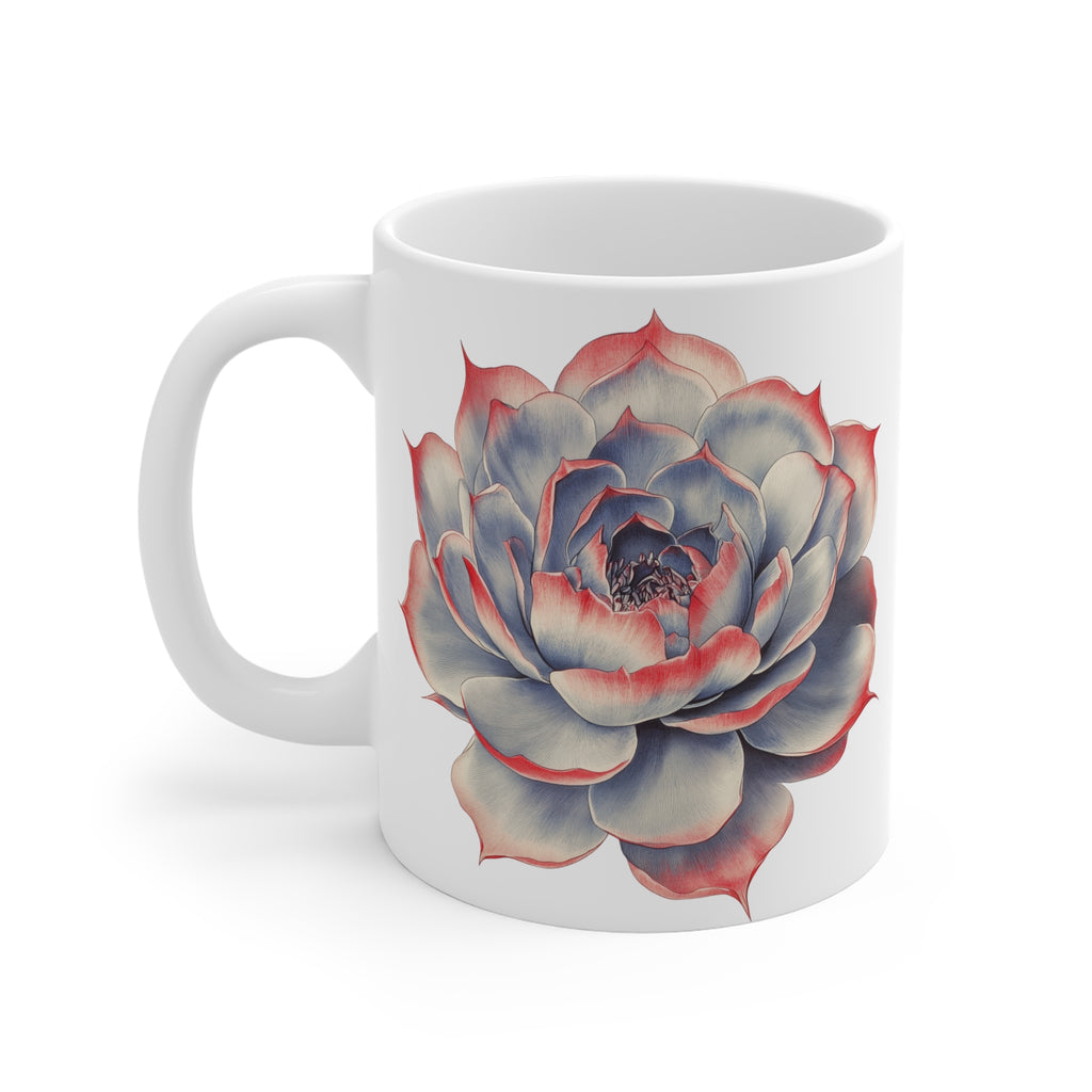 Succulent Ceramic Mug — Tropical Botanical Coffee Cup (11/15/20oz)